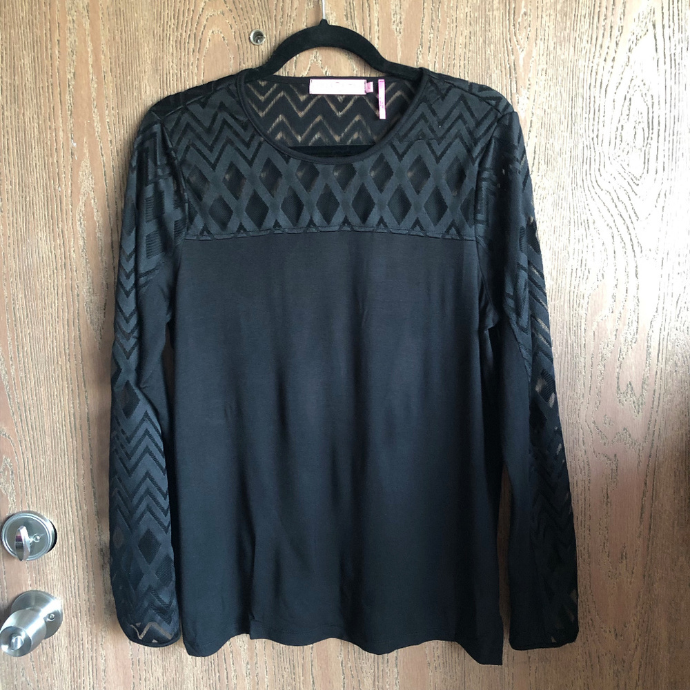 Women's LS Burnout Lace Top - NWOT - Large